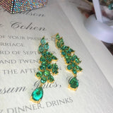 Green Zircon Stone Dangler Earrings Vintage Jewelry