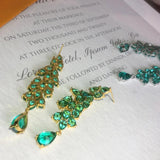 Green Zircon Stone Dangler Earrings Vintage Jewelry