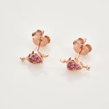 925 Silver Heart Love Zircon Stud Earring Rock Punk Wedding Gift