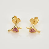 925 Silver Heart Love Zircon Stud Earring Rock Punk Wedding Gift