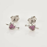 925 Silver Heart Love Zircon Stud Earring Rock Punk Wedding Gift