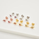 925 Silver Heart Love Zircon Stud Earring Rock Punk Wedding Gift