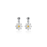 MloveAcc Enamel Colors Sunflower Short Earrings for Kids Girl Daughter