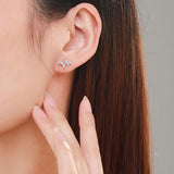 Heartbeat CZ Stud Earrings 925 Silver Wedding Jewelry