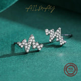 Heartbeat CZ Stud Earrings 925 Silver Wedding Jewelry