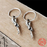 925 Silver Thorns Circle Hoop Earrings Punk Gothic Party Jewelry