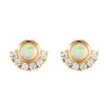 Opal Silver Earrings with Zircon Studs for Women
