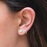 Opal Silver Earrings with Zircon Studs for Women