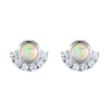 Opal Silver Earrings with Zircon Studs for Women