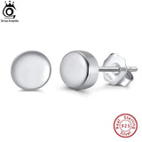 925 Silver Round Stud Earrings 6MM Romantic Party Jewelry APE41