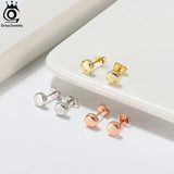 925 Silver Round Stud Earrings 6MM Romantic Party Jewelry APE41