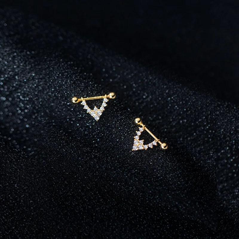 925 Silver Spiral Zircon Bead Stud Earrings for Women