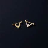 925 Silver Spiral Zircon Bead Stud Earrings for Women