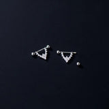 925 Silver Spiral Zircon Bead Stud Earrings for Women