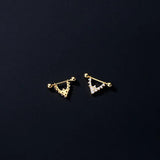 925 Silver Spiral Zircon Bead Stud Earrings for Women