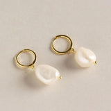 925 Silver Baroque Pearl Hoop Earrings Gothic Style Women's Teen Jewelry