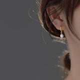 925 Silver Pearl Drop Earrings for Women Wedding Party Fine Jewelry