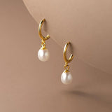 925 Silver Pearl Drop Earrings for Women Wedding Party Fine Jewelry