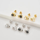925 Silver Oval Beads Stud Earrings Wedding Jewelry