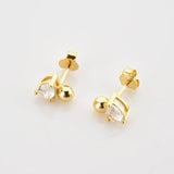 925 Silver Oval Beads Stud Earrings Wedding Jewelry