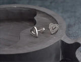 925 Silver Heart Stud Earrings CZ Statement Women Gift