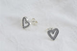 925 Silver Heart Stud Earrings CZ Statement Women Gift