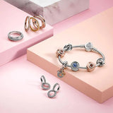 925 Sterling Silver Double Hoop Earrings Cubic Zirconia Statement Stud Earrings