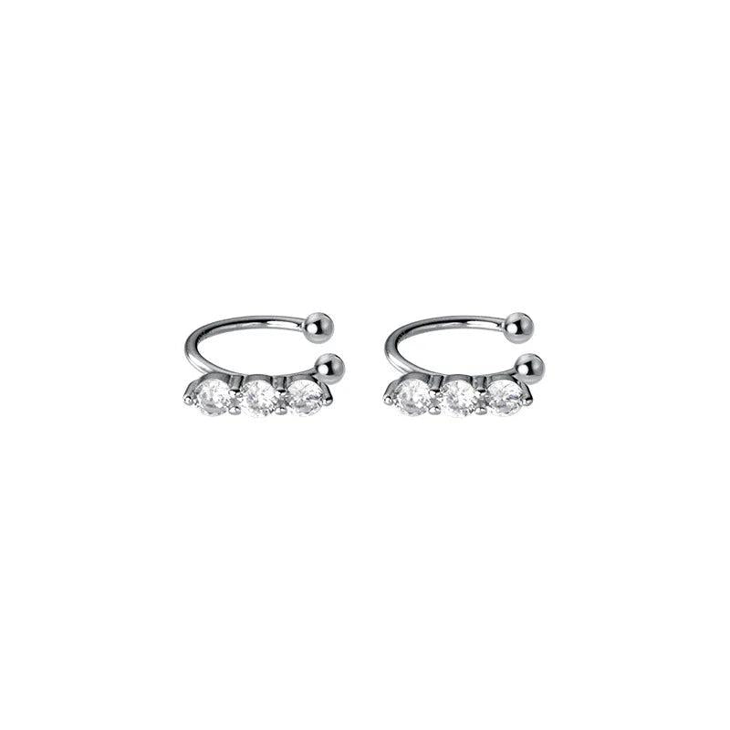 925 Silver Zircon Ear Clip Earrings for Women No Piercing S925 Ear Cuff