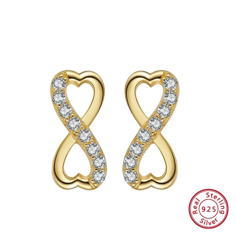 925 Silver Infinity Stud Earrings AAAA CZ Geometric Earings 925 Jewelry