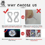925 Silver Infinity Stud Earrings AAAA CZ Geometric Earings 925 Jewelry