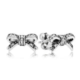 925 Silver Rose Sparkling Leaves Bow Petite Dragonfly Earrings