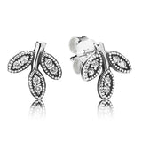 925 Silver Rose Sparkling Leaves Bow Petite Dragonfly Earrings