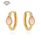 Sterling Silver Hoop Earrings with Opal for Women