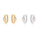 Sterling Silver Hoop Earrings with Opal for Women