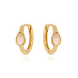 Pink Opal Hoop Earrings 925 Silver Women Jewelry Gift