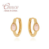 Pink Opal Hoop Earrings 925 Silver Women Jewelry Gift