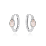 Pink Opal Hoop Earrings 925 Silver Women Jewelry Gift