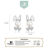 925 Sterling Silver Pearl Rabbit Stud Earrings for Girls