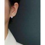 925 Silver Opal Stud Earrings Mini Flower Piercing Jewelry