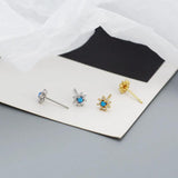 925 Silver Opal Stud Earrings Mini Flower Piercing Jewelry