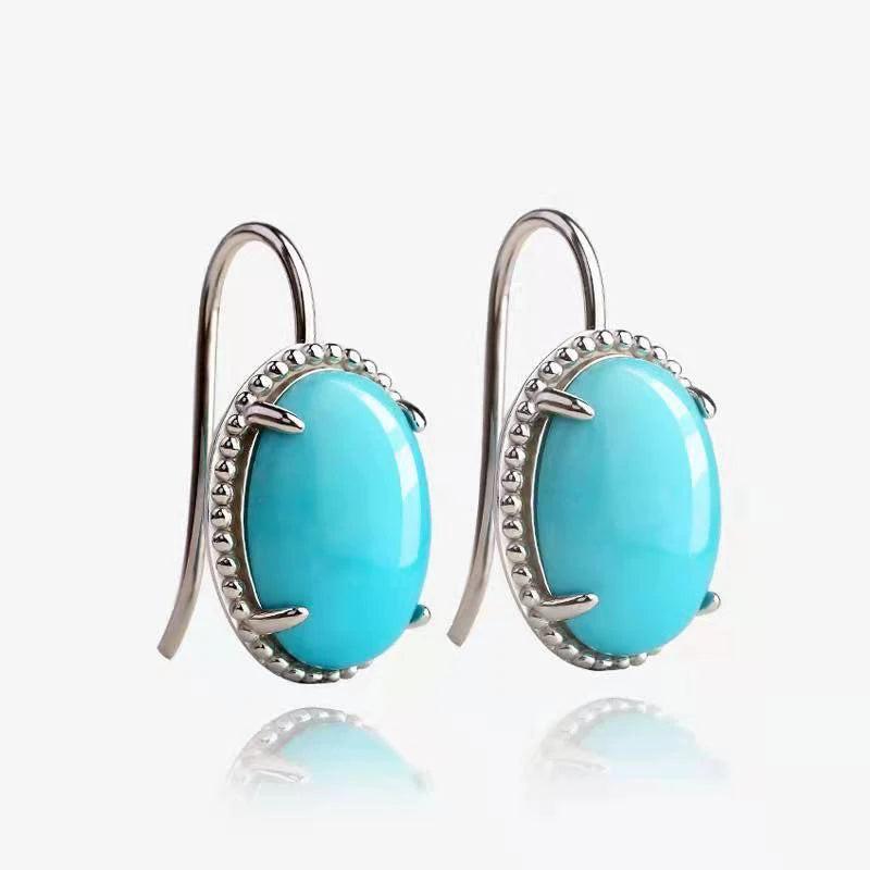 Ethnic Turquoise Ear Hook Earrings Rose Gemstone Niche Earrings Gift