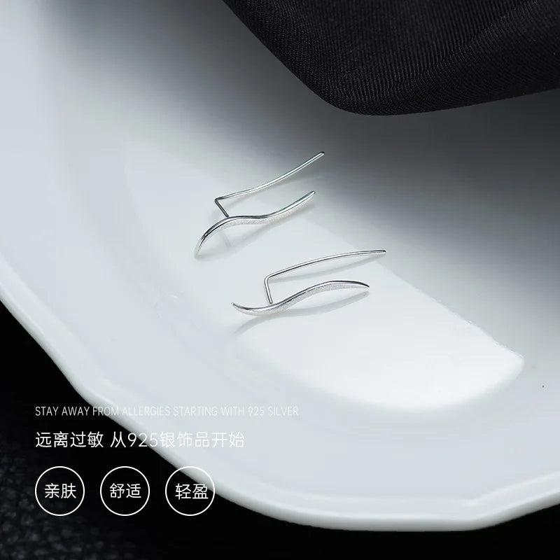 925 Silver Wave Ear Climbers Hypoallergenic Earrings
