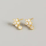 925 Silver Zircon Mini Flower Stud Earrings for Wedding