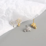 925 Silver Zircon Mini Flower Stud Earrings for Wedding