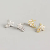 925 Silver Zircon Mini Flower Stud Earrings for Wedding
