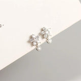 925 Silver Zircon Mini Flower Stud Earrings for Wedding
