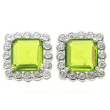 Deluxe Pink Morganite Green Peridot CZ 925 Silver Earrings