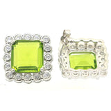 Deluxe Pink Morganite Green Peridot CZ 925 Silver Earrings