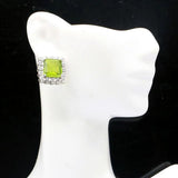 Deluxe Pink Morganite Green Peridot CZ 925 Silver Earrings