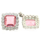 Deluxe Pink Morganite Green Peridot CZ 925 Silver Earrings